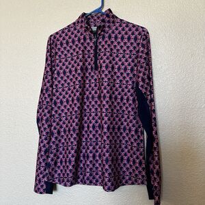 PGA Tour Longsleeve Quarter Zip Women’s Short‎ Large Bird Print Graphic Purple